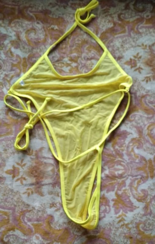 Maillot de bain 1 pièce string transparent