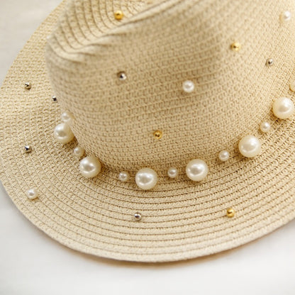 Mode Simple Perle Large Bord Sunhat