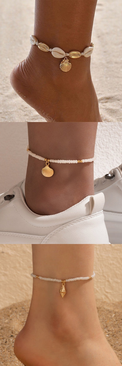Bracelet de cheville coquillage