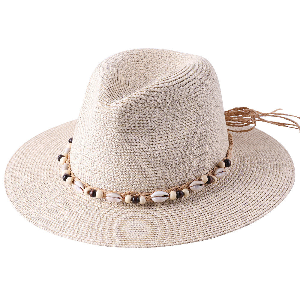 Chapeau Femme Été Chapeau De Soleil Coquille De Mer Perle En Bois