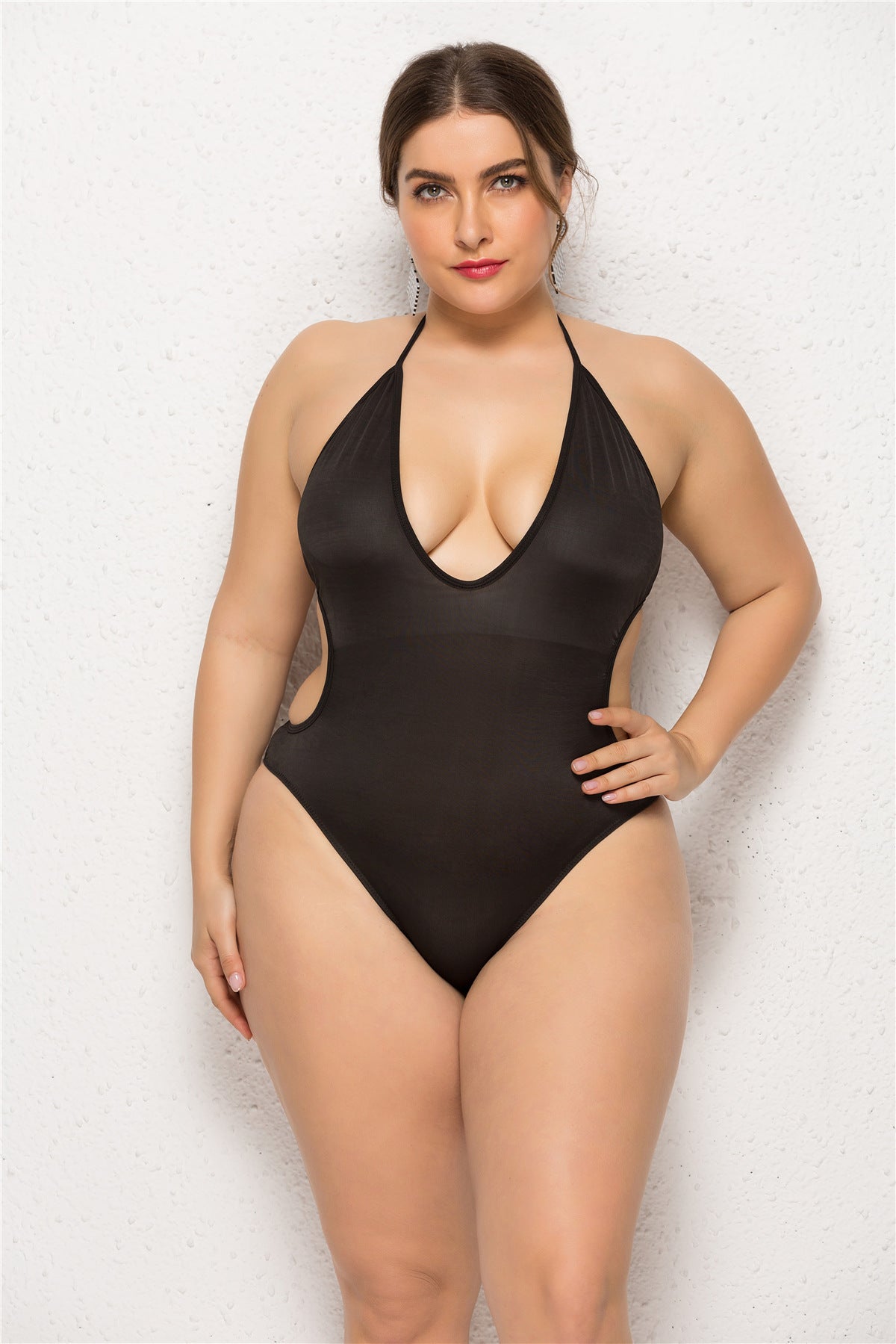 Maillot de bain 1 pièce grande taille décolleté