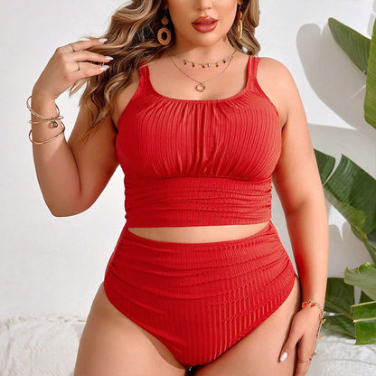 Maillot de bain 2 pièces taille haute grande taille