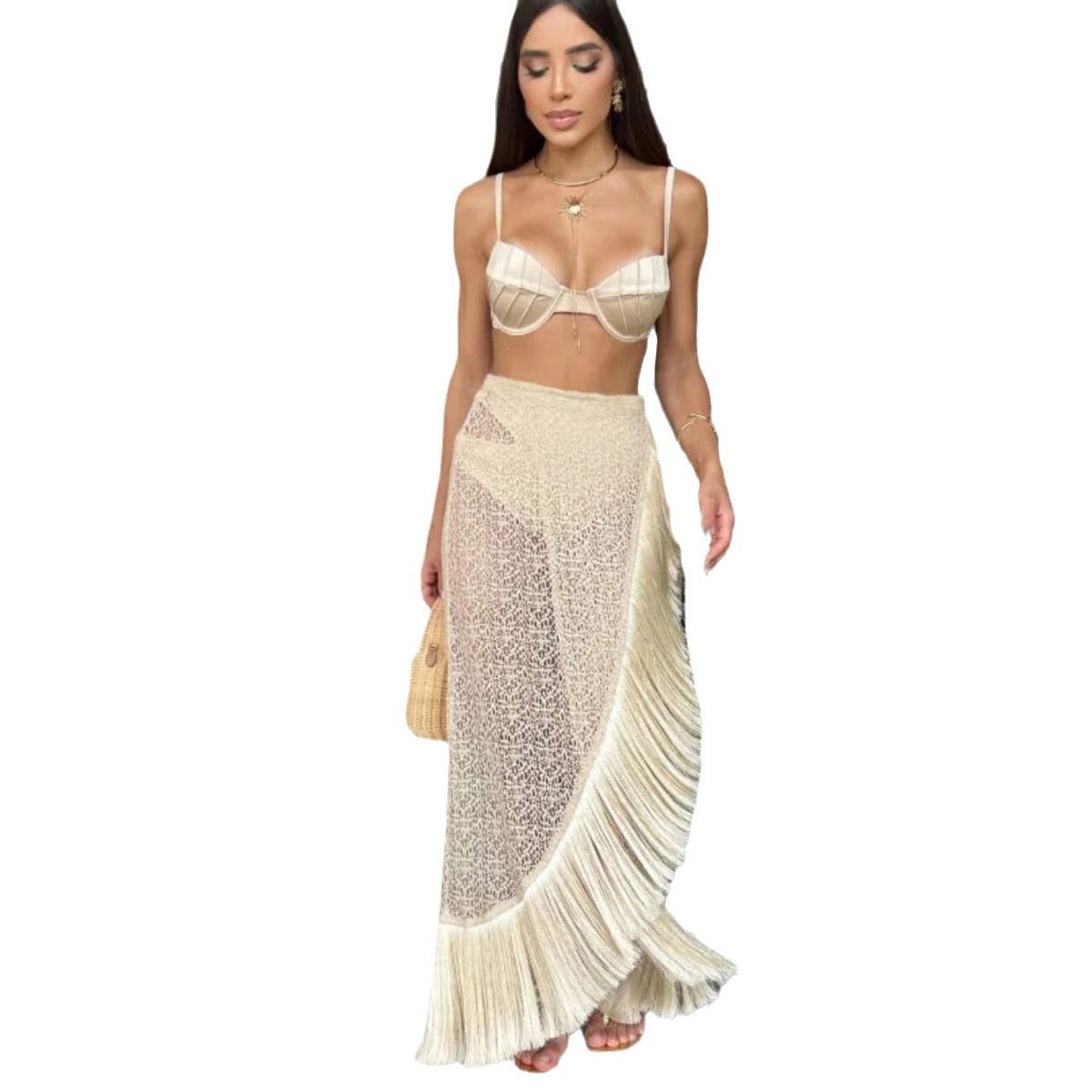 Maillot de bain 2 pièces avec jupe longue