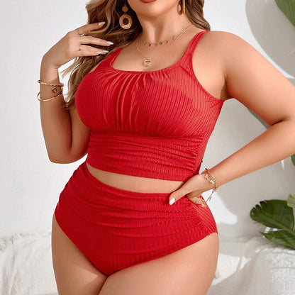 Maillot de bain 2 pièces taille haute grande taille