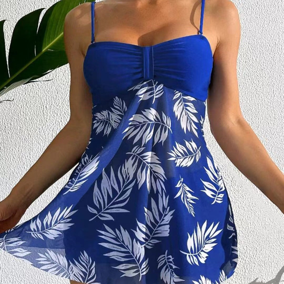 Maillot de bain boxer fendu taille haute en maille pour femme