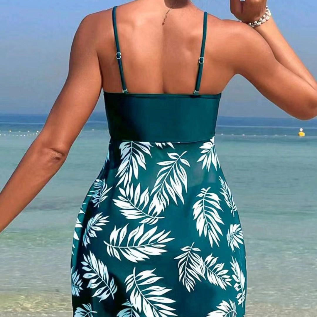 Maillot de bain boxer fendu taille haute en maille pour femme