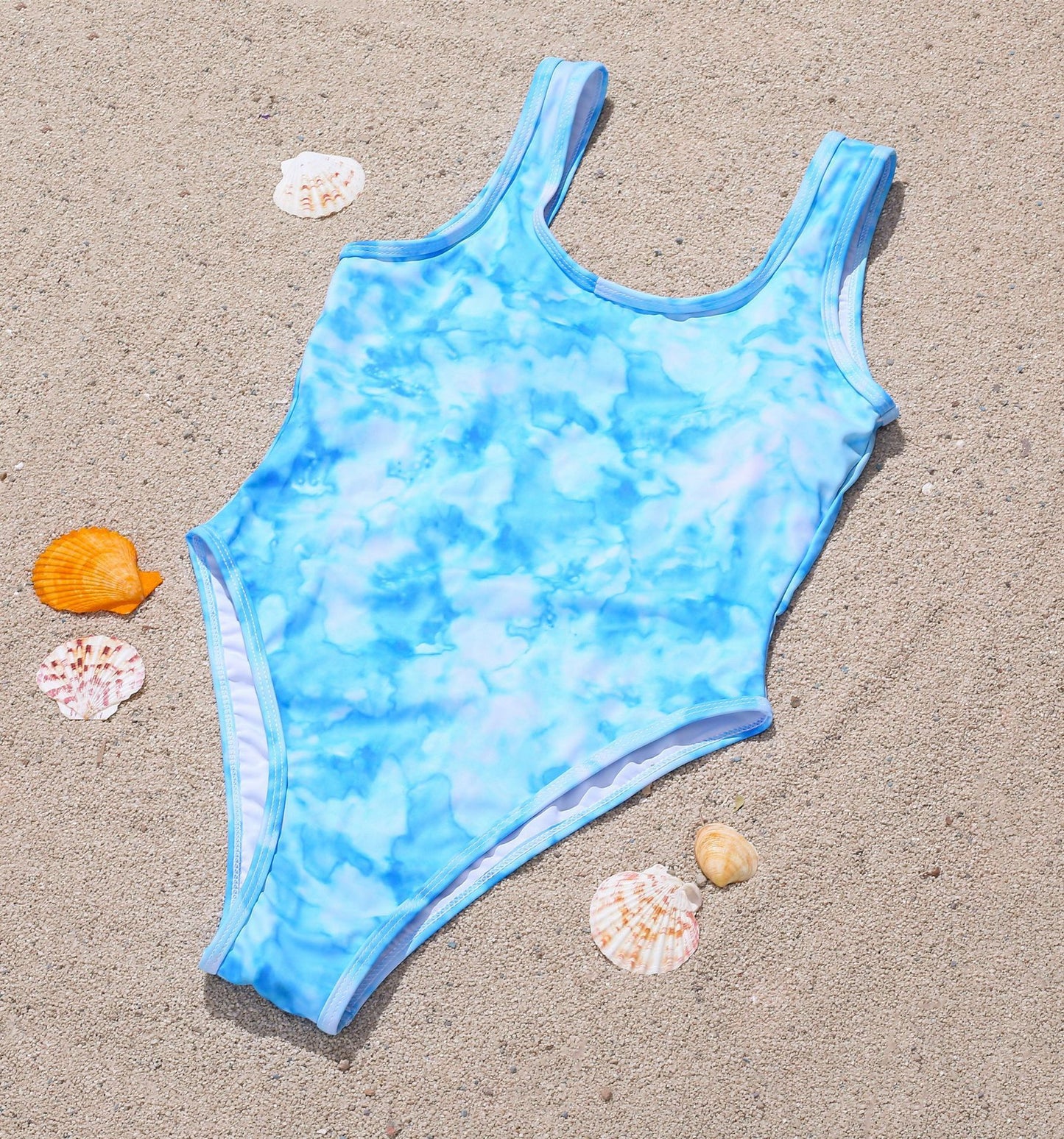 Maillot de bain femme 1 pièce bleu et blanc