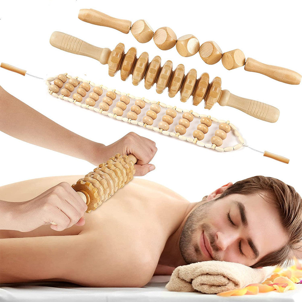 Rouleau de massage en bois anti-cellulite