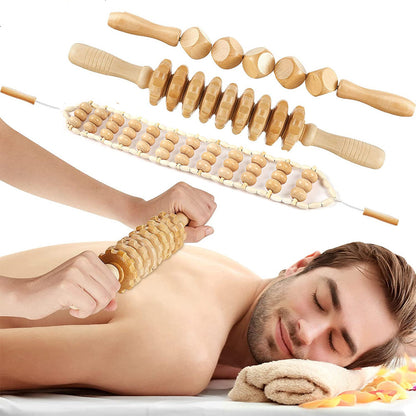 Rouleau de massage en bois anti-cellulite