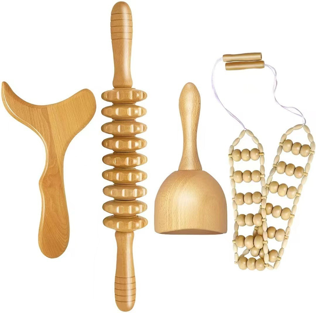 Rouleau de massage en bois anti-cellulite