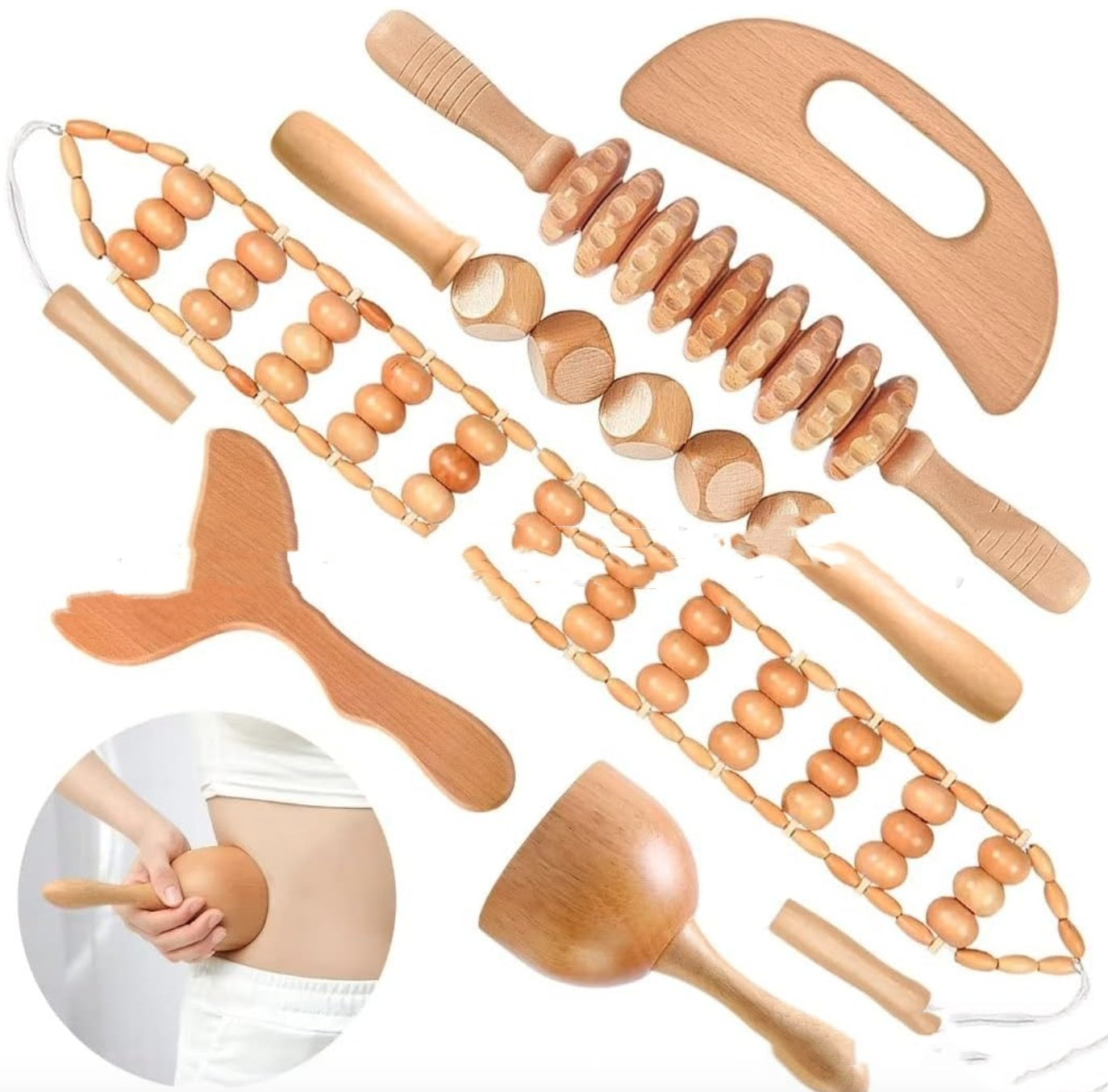 Rouleau de massage en bois anti-cellulite