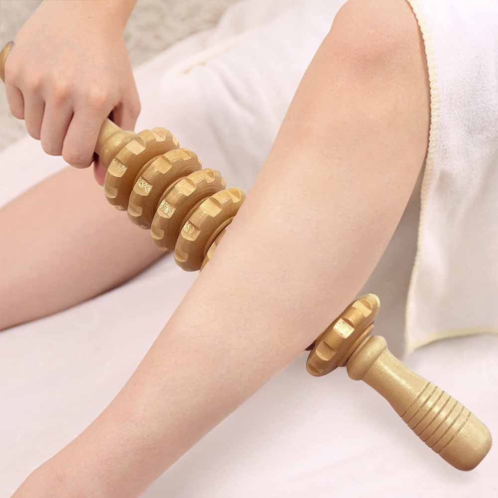 Rouleau de massage en bois anti-cellulite