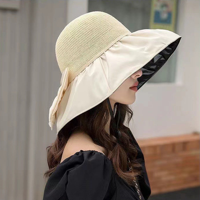 Chapeau de Paille Femme avec Grand Bord et Nœud