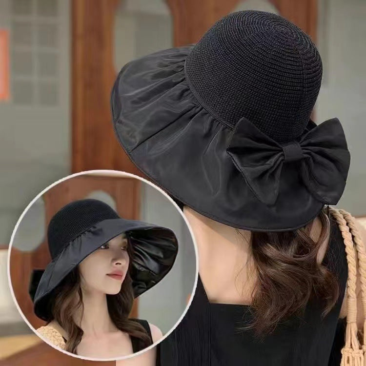 Chapeau de Paille Femme avec Grand Bord et Nœud